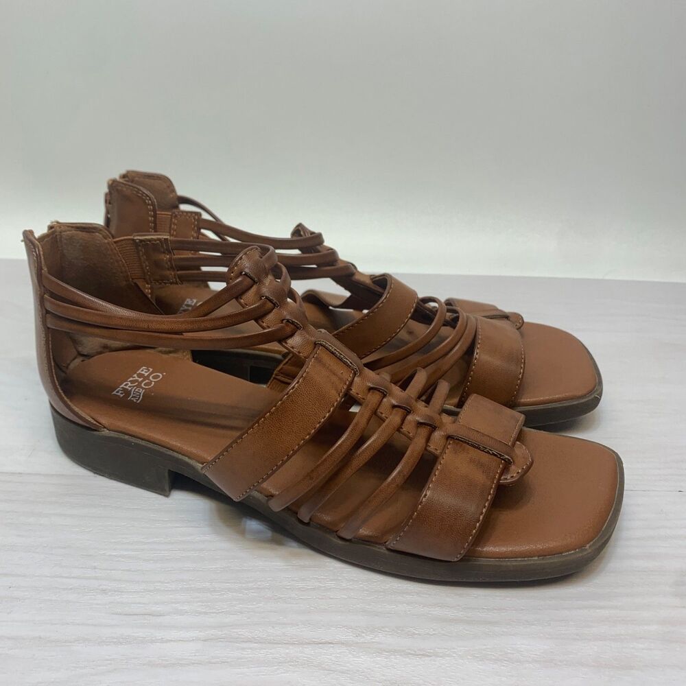 Womens 8.5M Frye &‎ Co. Teagan Strappy Brown Vegan Leather Sandals